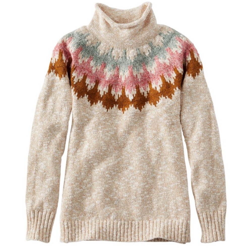 L.L Bean Funnelneck Pullover Fair Isle sweater